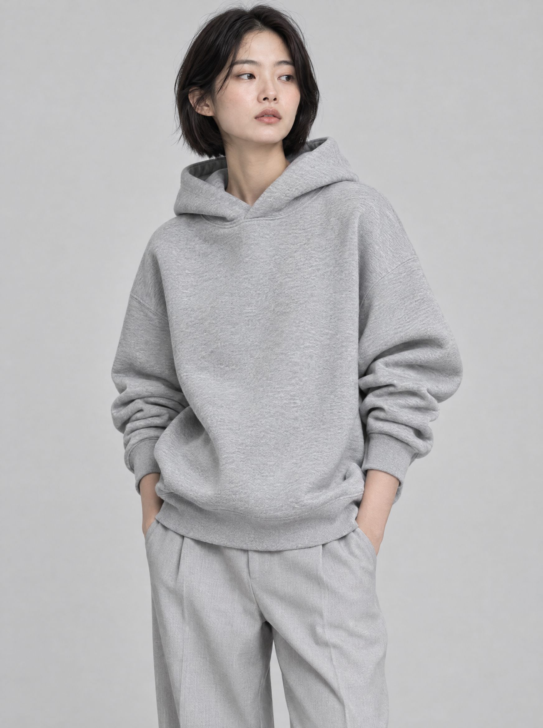 Flower Grey MONVÉR hoodie өмссөн загвар өмсөгч